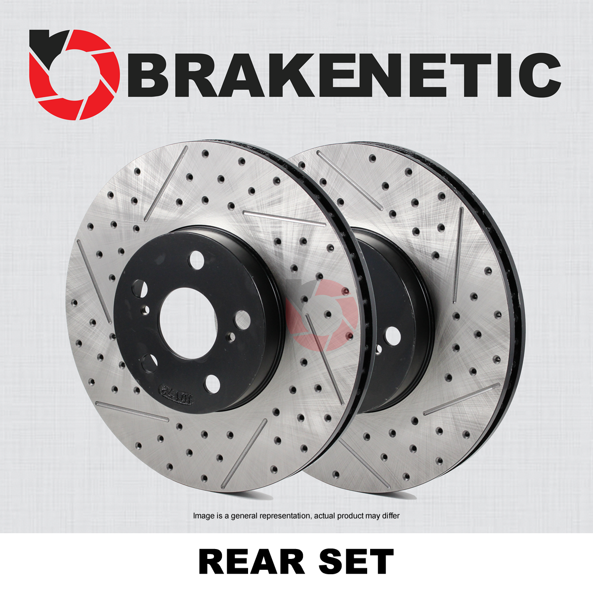 REAR SET BRAKENETIC Premium Drilled Slotted Brake Disc Rotors