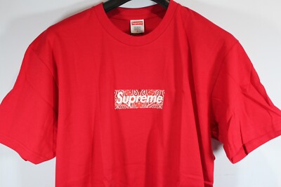Supreme Bandana Box Logo Tee Large Red White Authentic FW19T55