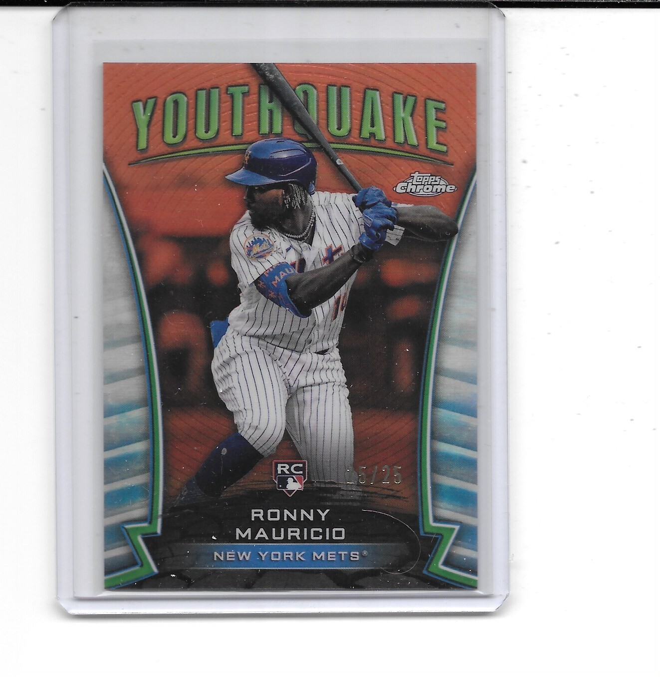 2024 TOPPS CHROME RONNY MAURICIO RC YOUTHQUAKE ORANGE REFRACTOR # 25/25