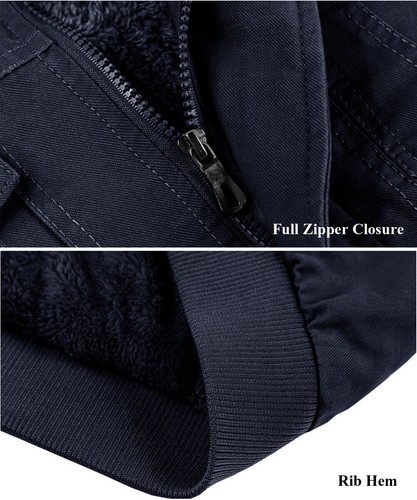 Men's Training Fleece Jacket Casual Winter Warm Cotton Coats Cargo Work Outwear - Picture 20 of 35