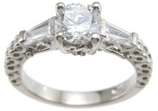 925 Sterling Silver 1.25 Ct Cubic Zirconia Womens Fashion Wedding Ring