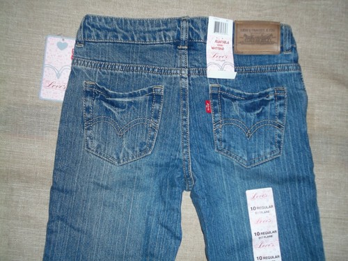 Levi's Girl 517 Flare Denim Adjustable Waist Jeans Crushed Velvet Size10 NWT - Picture 4 of 6