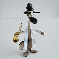 Handcrafted Lampwork Blown Glass Hanukkah Hasidic Figurine, 5.5-inch Tall