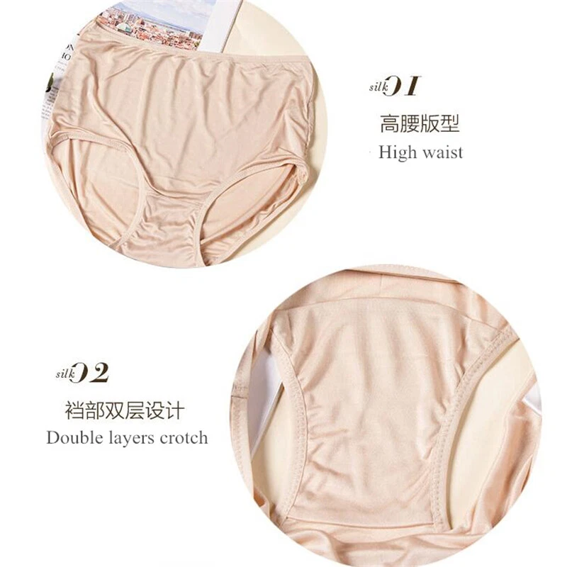 3 pares de calzoncillos de seda morera para mujer talla grande bragas de seda real para dama Foto 3 de 4