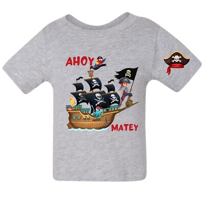 AHOY Matey Pirate Toddler and Little Boys Graphic T Shirt