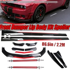 Front Bumper Lip Splitter Spoiler Side Skirt Body Kit Glossy For Dodge Challenge