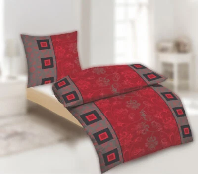 Bettwäsche Mikrofaser 135x200 cm, Kissenbezug 80x80 cm Rot Ruby - Bild 1 von 3
