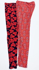 2 pair LuLaRoe One Size Valentine  s Day Hearts Red Black Coral VGUC