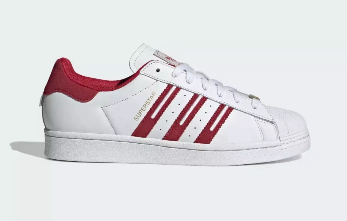 Adidas Originals Superstar Embroidered Red Stripes White Size