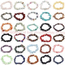Gemstone Chips Bracelet 7.5" Elastic Stretch Beaded gift Handmade Beautiful