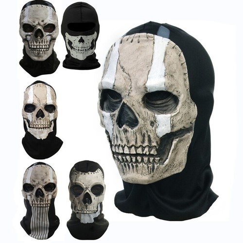 Skull Ghost Full Mask Cosplay Unisex Party Halloween Latex Headgear Face Costume - Picture 4 of 22