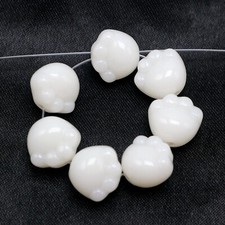 50 White Acrylic Cat Dog Pet Puppy Paw Print Footprint Beads 12X11mm
