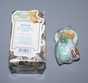 NEW Sealed 2001 Avon Cherished Teddies Teal Spring Bonnet Figurine 873349