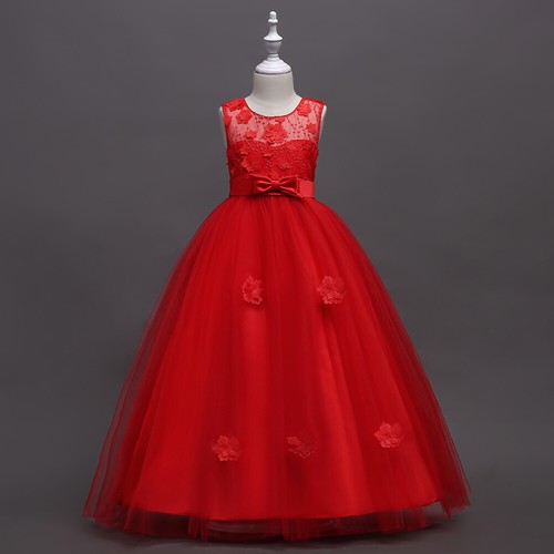 Kids Flower Girls Princess Bridesmaid Party Dress Tulle Wedding Brithday Gown - Picture 4 of 29