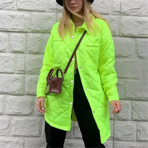 Cotton Elegant Buttons Coats Simple Jackets Parkas Front Women Argyle Fashion - Picture 4 of 17