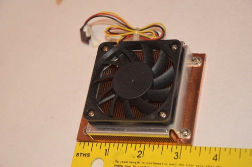 Solid Copper Heat Sink 3-1/4" X 2-3/4" with Fan for CPU - Picture 4 of 4