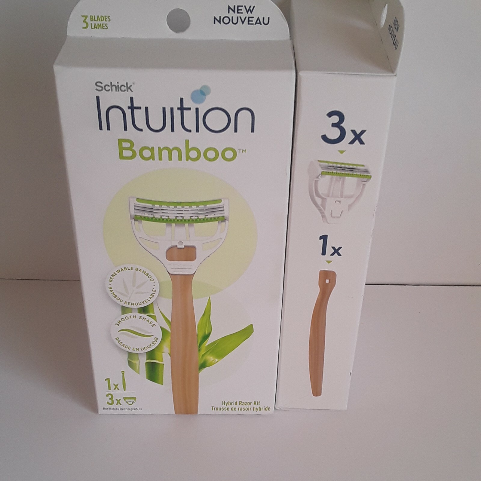 2X SCHICK INTUITION WOMEN'S BAMBOO HYBRID 3 BLADE RAZOR KITS eBay