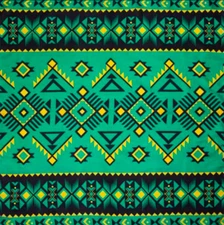 Wyoming Traders Wild Rag Southwest Print Black / Green 100% Silk Scarf - 34.5"