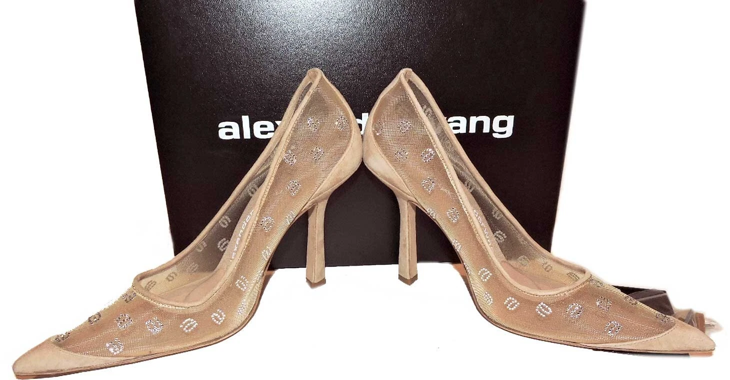 Scarpe nude Alexander Wang décolleté delfino con tacco in cristallo impreziosito da cristalli 39