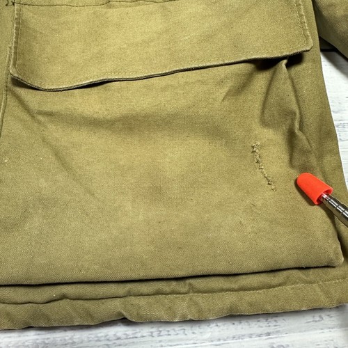 Vintage Red Head Bone Dry Hunting Jacket Heavy Canvas Hooded Sz M Green Beige - Picture 5 of 19