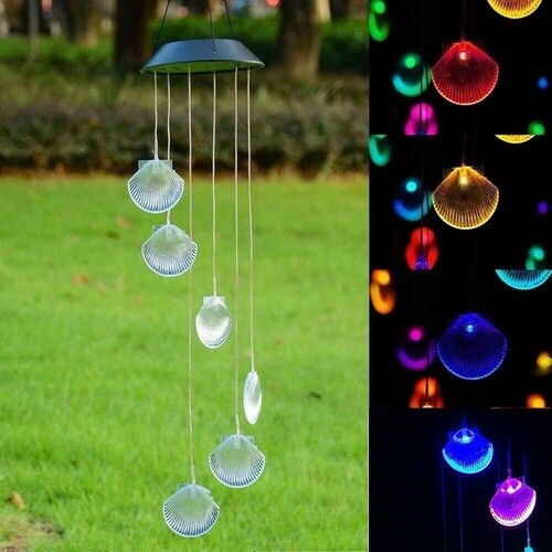 ColorChanging LED Solar Mobile Spiral Spinner Wind Chime Outdoor