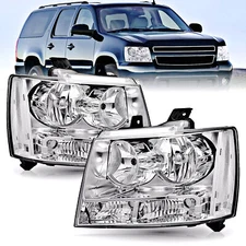 For 2007-2014 Chevy Avalanche Chevrolet Suburban Tahoe Chrome Headlights 07-14