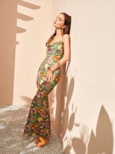 SHEIN X TRIF Floral Print Draped Cami Dress Multicolor / 2(XS)