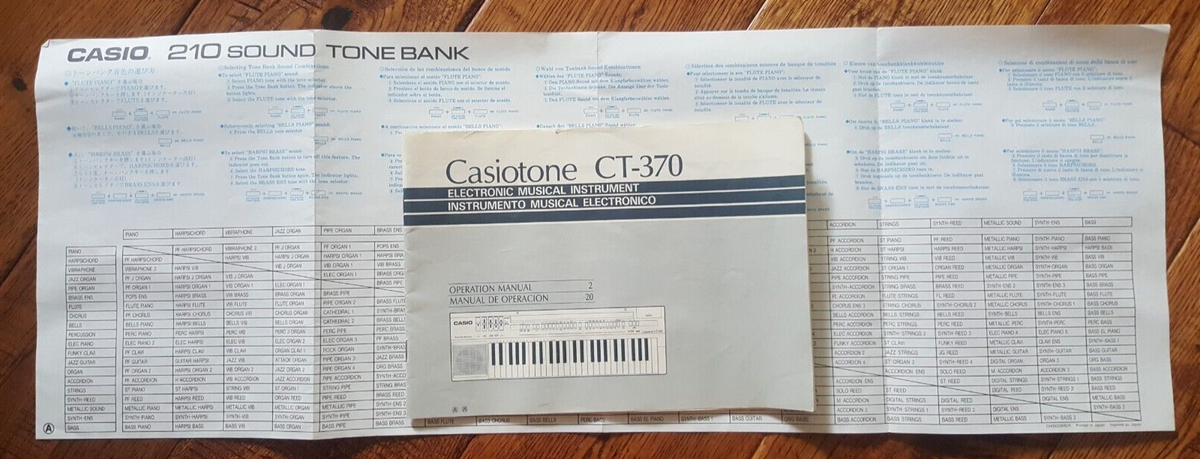 CASIOTONE CT-370 MANUAL CASIO 210 SOUND TONE BANK INSERT FOR CASIOTONE CT-370 MANUAL CASIO 210 SOUND TONE BANK INSERT FOR