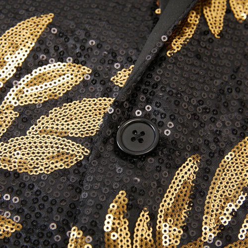 Men Sequin Suit Blazer Coat Dress Wedding Stage Showman Costume Jacket Slim Fit - Picture 9 of 9