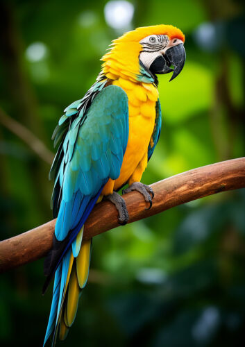 Ara Perroquet,Jungle Oiseau Affiche,Décoration Art Mural,Tropical Exotique - Photo 1/4