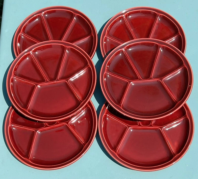Lot de 6 assiettes rondes à compartiments Gien France