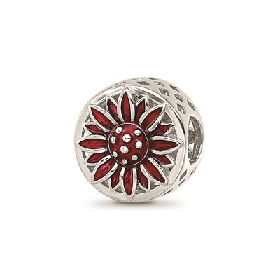 Reflexionsperlen Sterling Silber rhodiniert rot emailliert Blume Perle