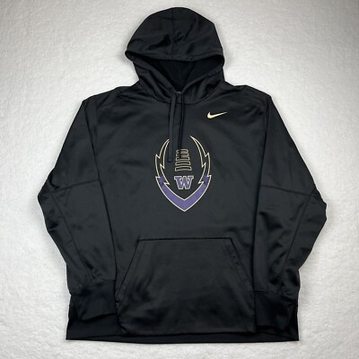Nike University Washington Huskies Hoodie Black Men 2XL Therma-Fit