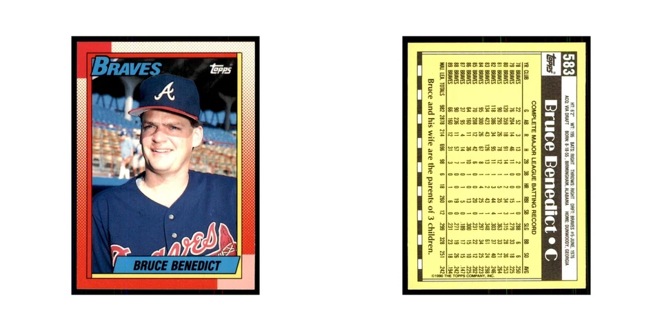 Bruce Benedict 1990 Topps Tiffany #583 Atlanta Braves Baseball Card NM - Image 3 of 3