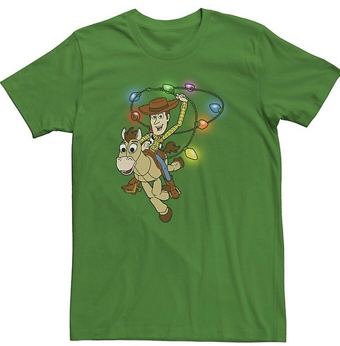 Brand New M Disney Pixar Toy Story Woody Bullseye Christmas Light Lasso Tee