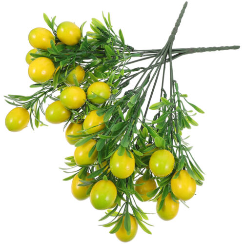 Artificial Lemon Tree Stem Bouquet Faux Lemon Branch Decoration 2pcs