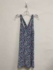 LOFT Size M Navy White/Green Leaves Sleeveless Ladies Dress