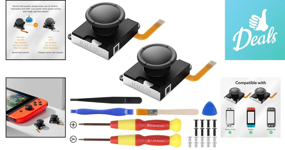 Joystick Joycon Efecto No Drift Hall Repuesto - Pack Ergonómico de 2 Tapas Foto 2 de 4