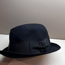 Vtg Stetson Fedora Golden Ivy League Royal Deluxe Black Fur Felt Hat 7 1/4