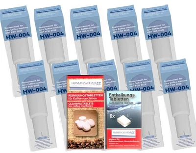 HUMAN-WELLNESS Pflegeset 10 x Filter für Jura Impressa Automat ersetzt white 60209 62911 AQK-04