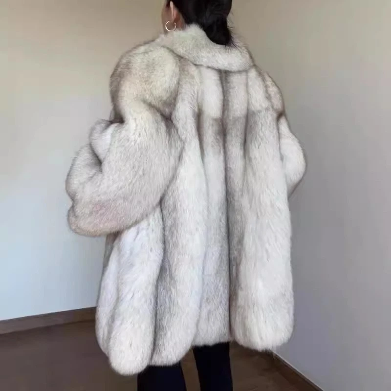 Winter Thicken Warm Fur Coat Womens 2025 New Fox Fur Lapel Collar Party Jackets - Image 3 of 4