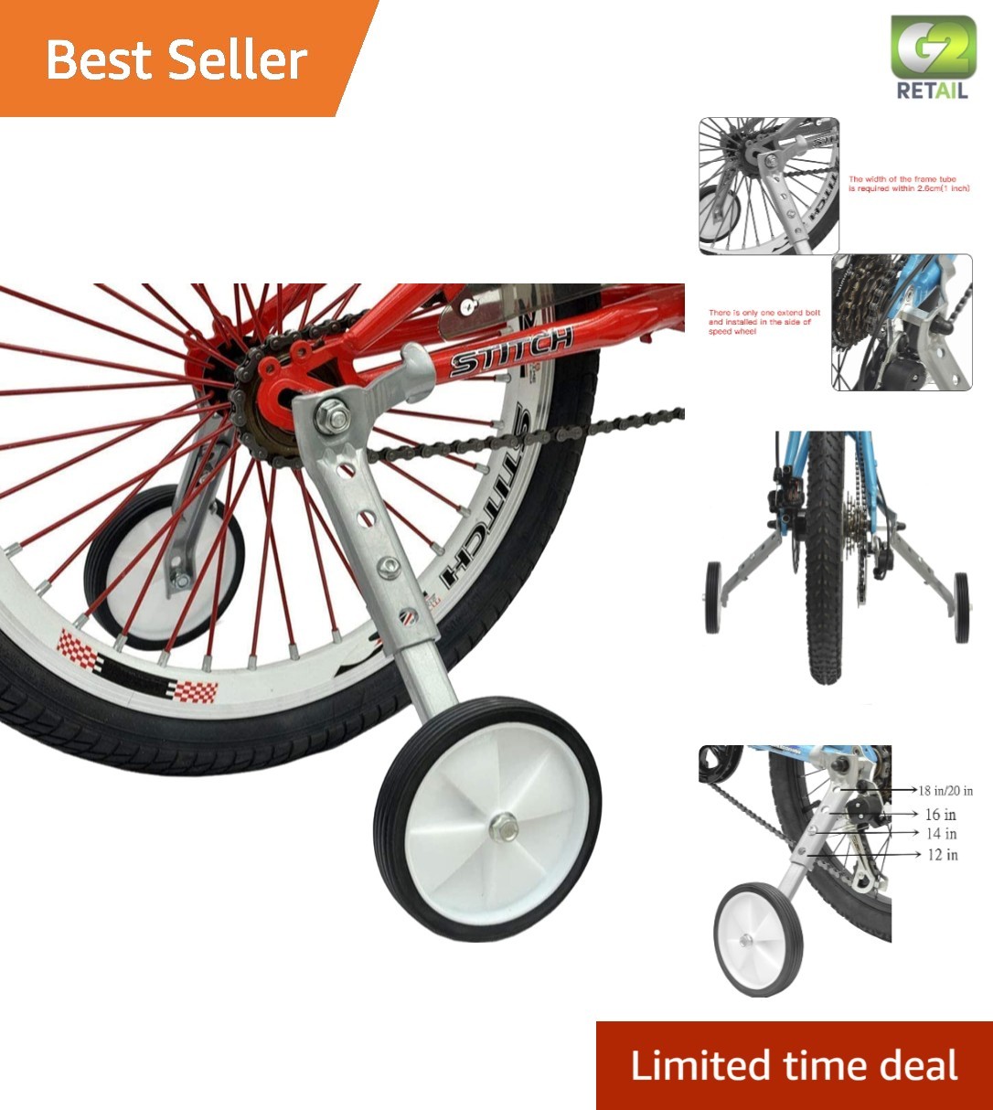 Safety First: Adjustable Kids Bicycle Training Wheels for 18