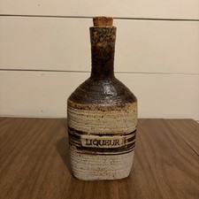 Danish Stoneware Liquor Bottle Denmark Studio Pottery Mid Century 10in Textured