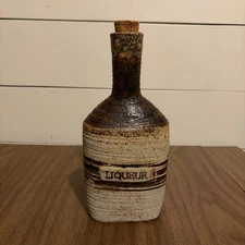 Danish Stoneware Liquor Bottle Denmark Studio Pottery Mid Century 10in Textured