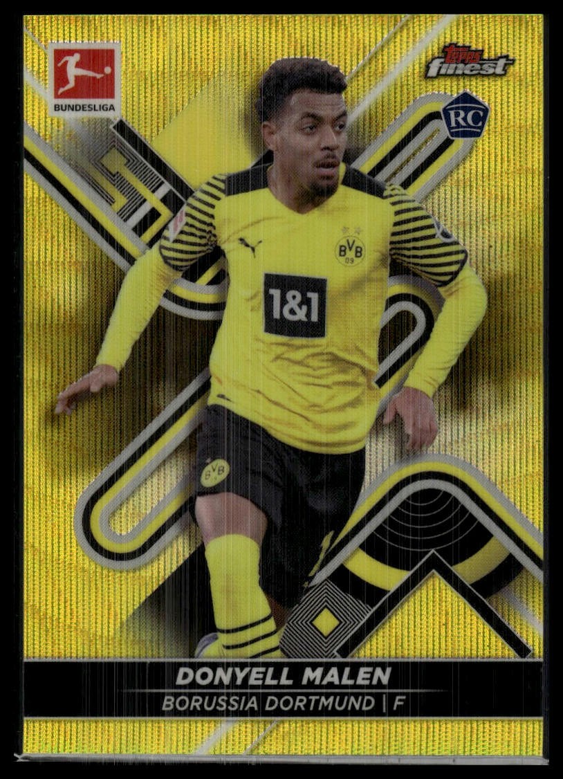 2021-22 Finest Bundesliga #48 Donyell Malen Yellow Wave Refractor #/350 SN