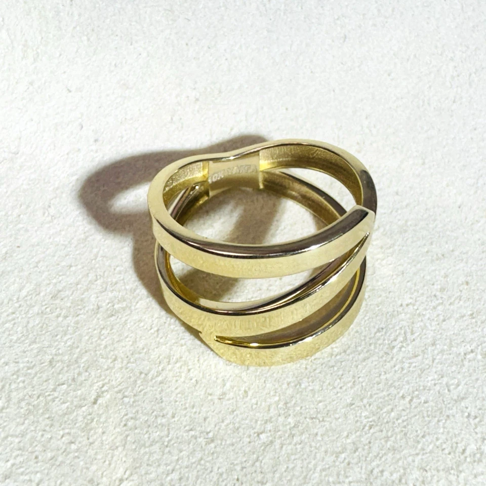 Anillo envolvente ancho abstracto de oro amarillo sólido de 10 quilates talla 5,75 Foto 2 de 4