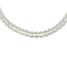 18K White Gold Natural Baguette & Round Brilliant Diamond 3-Row Necklace