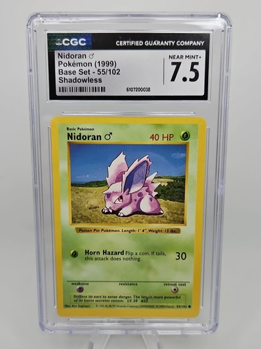 Nidoran ♂ (Shadowless) graded CGC 7.5 for sale on eBay