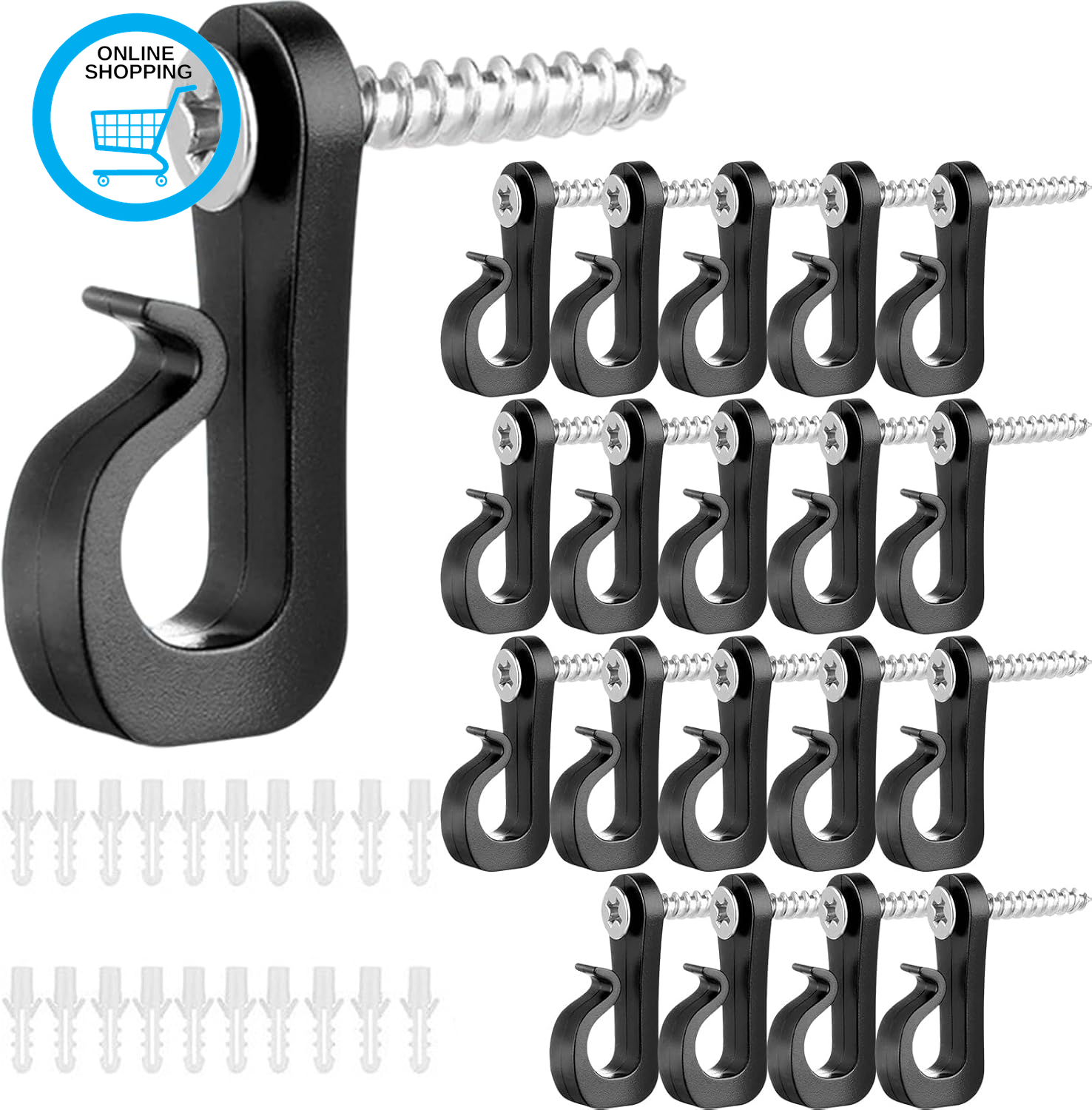 20 Pack Q-Hanger Hooks Screw-In Hooks with Safety Buckle Ceiling Eye Hook for Se