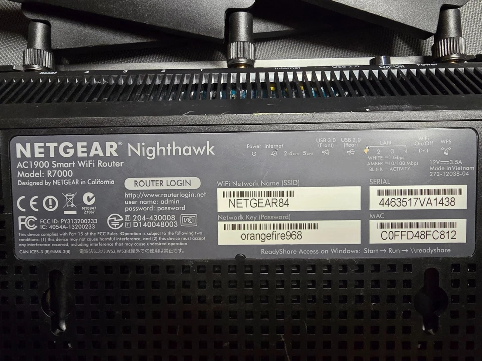 Netgear R7000-100PAS Nighthawk AC1900 1300 Mbps Wireless AC Router - Image 3 of 3